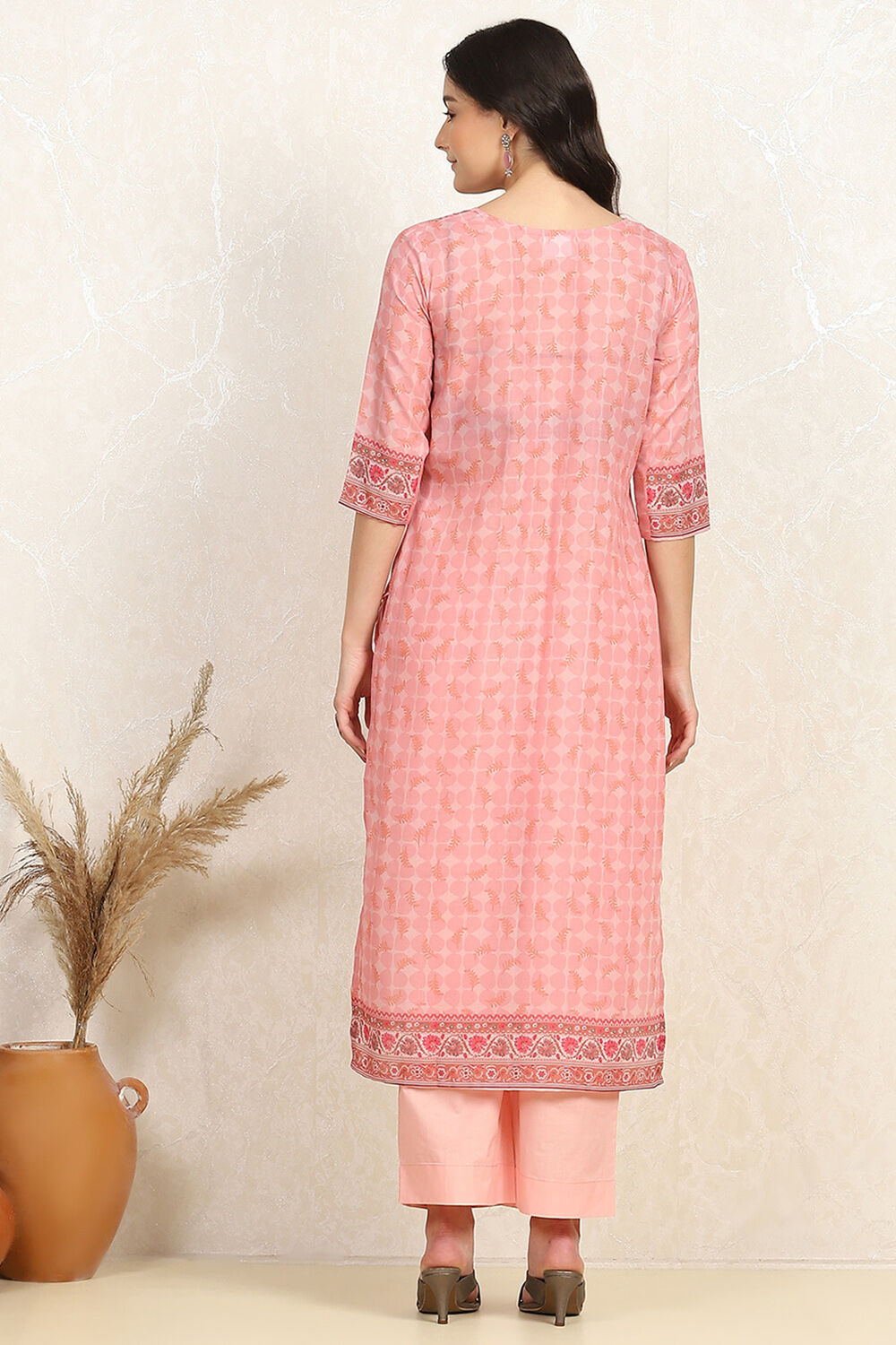 Pink Cotton Digital Print Unstitched Suit Set image number 5