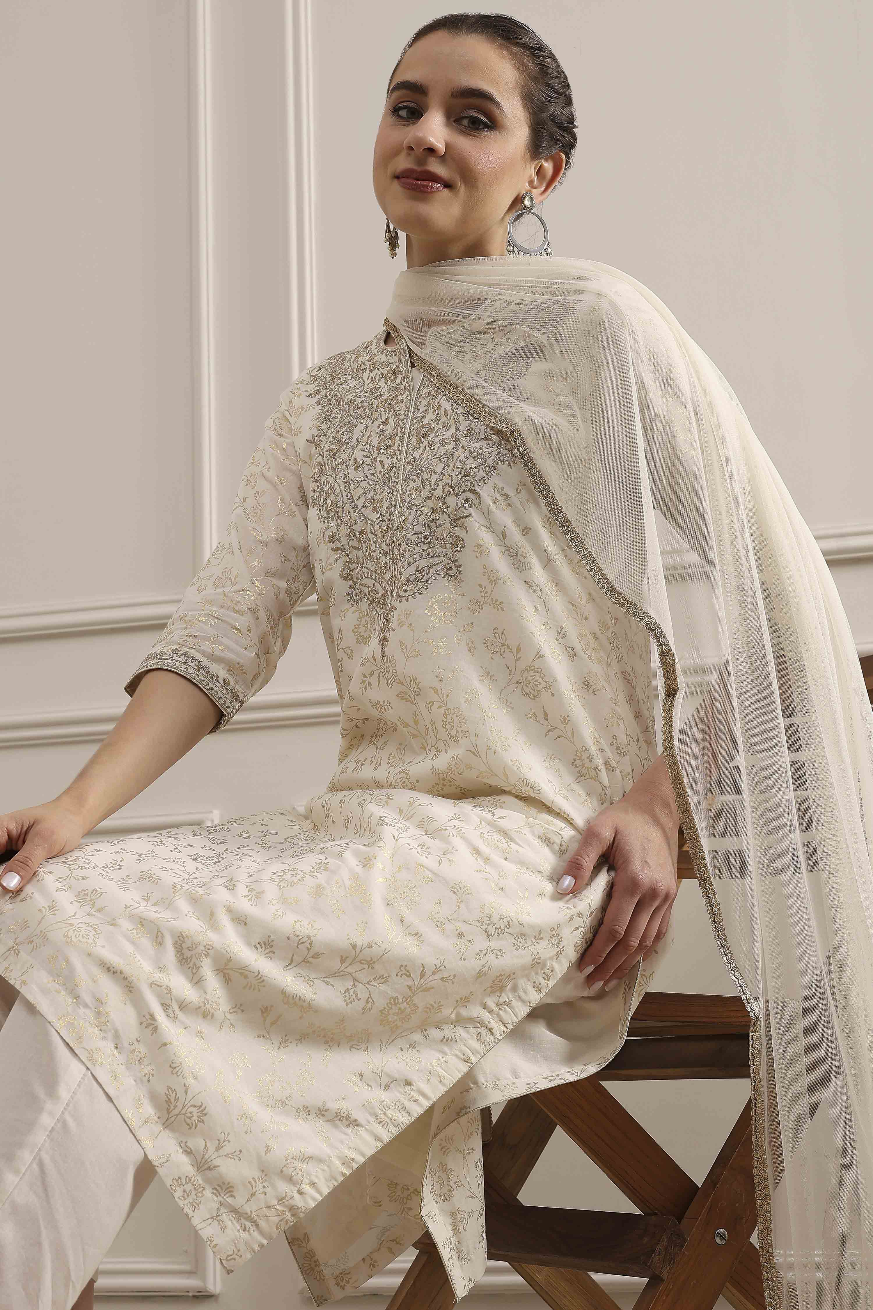 Maroon Cotton Printed Straight Suit Set image number 0