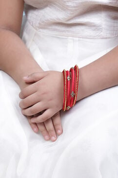 Red Plastic & Thread Bangles image number 2