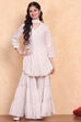 Off-White Embroidered Straight Suit Set