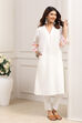 White Cotton Straight Kurta