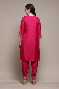 Fuchsia Viscose Straight Kurta Salwar Suit Set image number 5