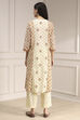 Beige Cotton Printed A-Line Suit Set image number 4