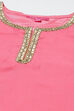 Pink & Yellow Art Silk Straight Kurta Set image number 1