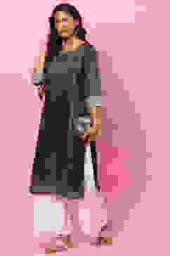 Dark Green A-Line Cotton Kurta image number 5