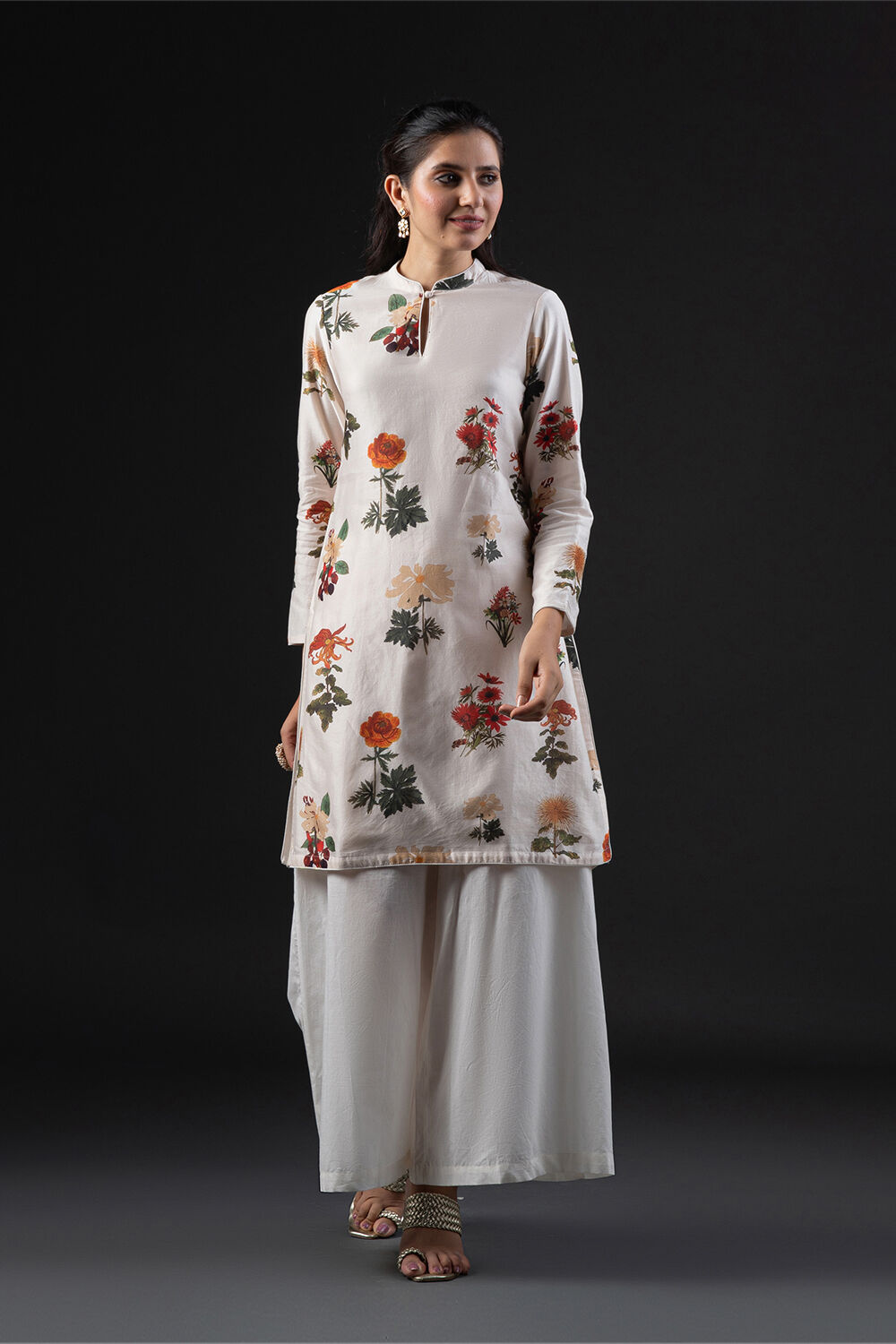 Rohit Bal Off White Cotton Silk Straight Printed Kurta Set image number 0