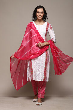 Pink Cotton Printed Unstitched Suit Set image number 1