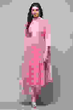 White Pink Rayon Gathered Suit Set image number 7