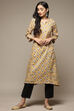 Yellow Carbon Cotton Straight Printed Kurta