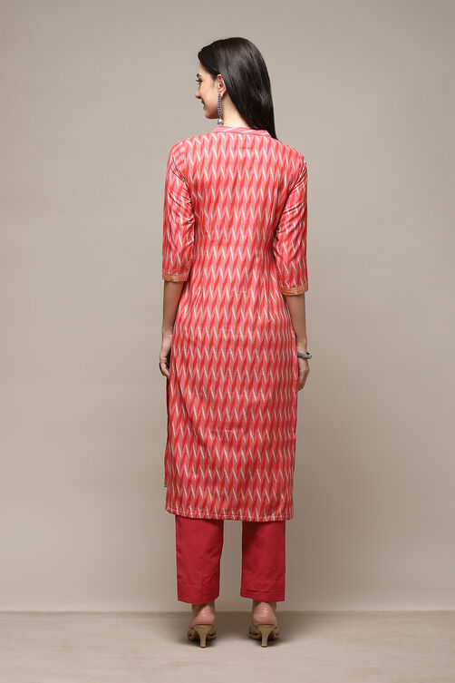 Pink Cotton Handloom Unstitched Suit Set image number 5