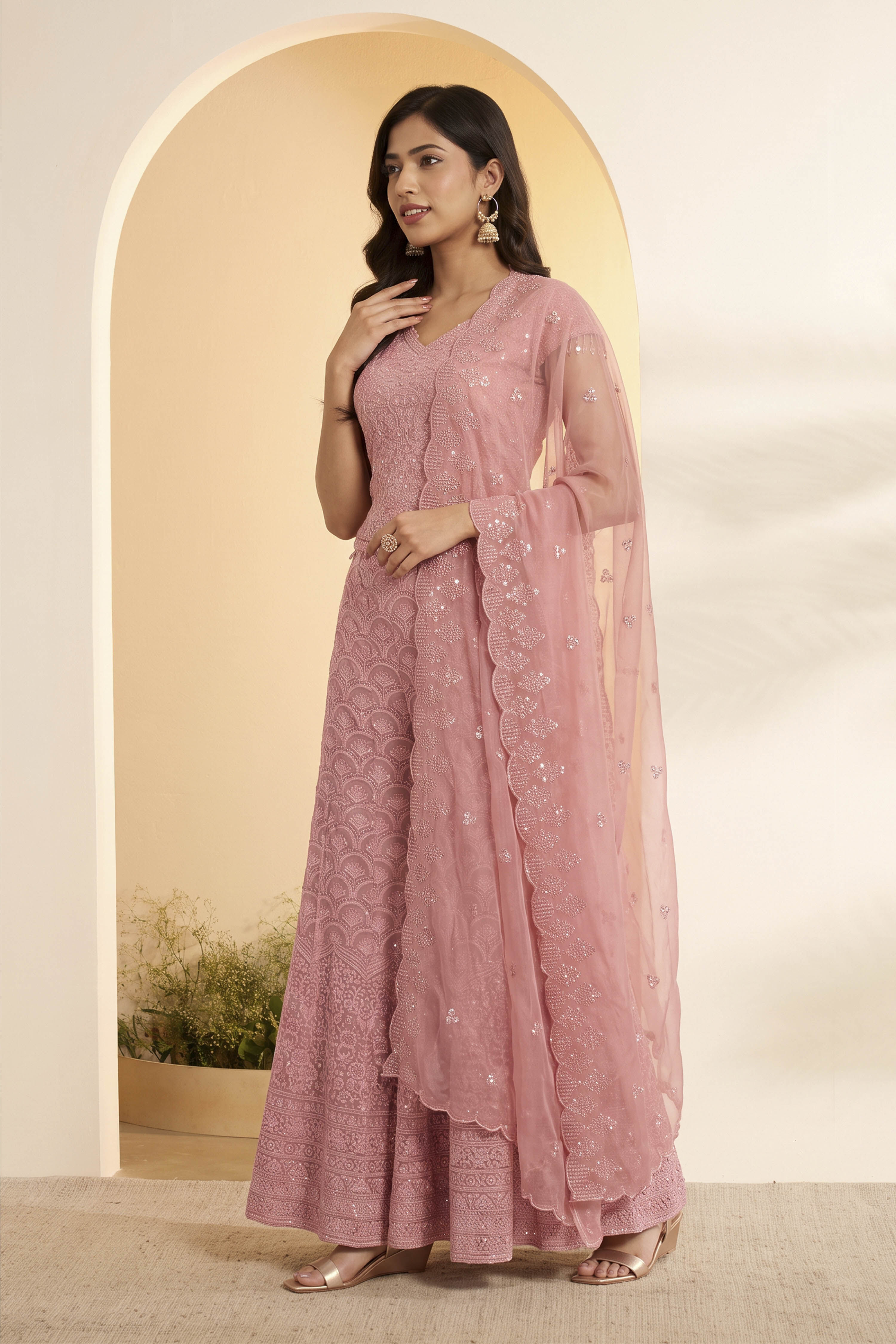 Pink Polyester Straight Suit Set image number 2