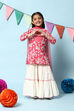 Berry Pink Cotton Straight Kurta Sharara Suit Set image number 0