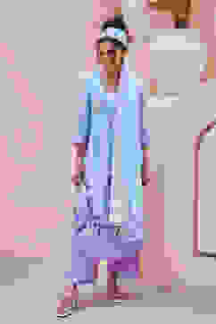 Aqua Blue Cotton Gathered Suit Set image number 9