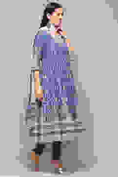 Blue Cotton A-Line Suit Set image number 6