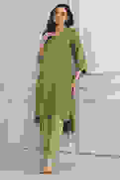 Pista Green Viscose Straight Solid Kurta image number 0