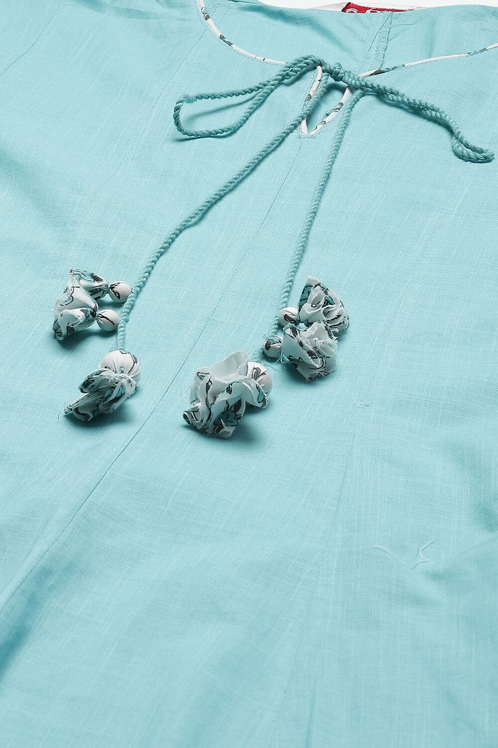 Turquoise Cotton A-Line Kurta Palazzo Suit Set image number 1