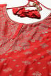 Red Cotton Anarkali Kurta Churidar Suit Set image number 1