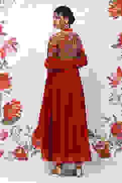 Rohit Bal Red Cotton Blend Anarkali Kurta Suit Set image number 4