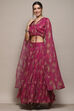 Pink Polyester Straight Lehenga Set image number 3