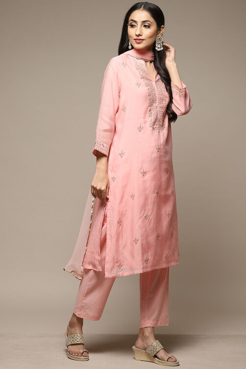 Yellow Cotton Blend Straight Kurta Suit Set image number 5