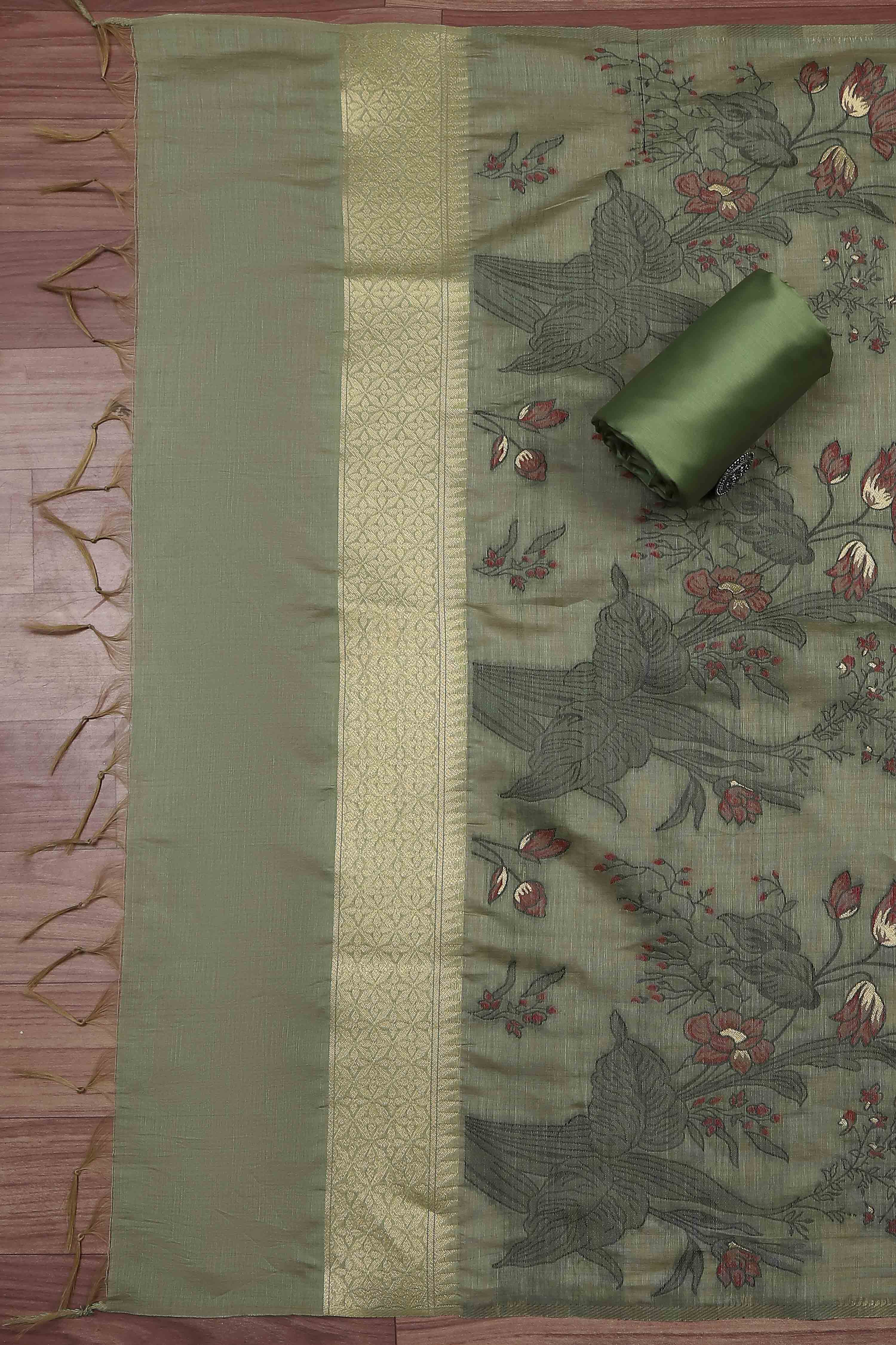 Peach Cotton Jamdani Unstitched Suit Set image number 3