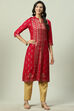 Fuchsia LIVA Straight Printed Kurta image number 0