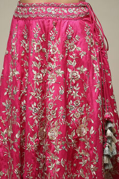 Fuchsia Viscose Embroidered Lehenga Set image number 2