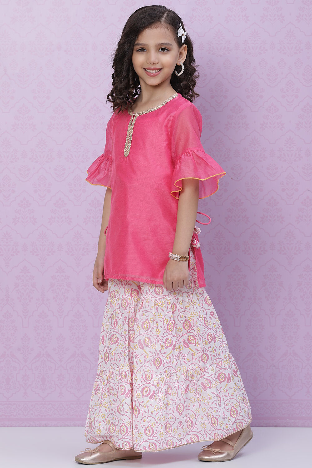 Red Art Silk Straight Top image number 2