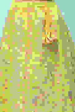 Lime Yellow Poly Chanderi Floral Lehenga Set image number 2