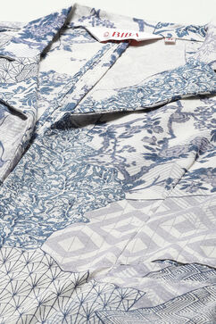 Marble White Rayon Printed Jacket image number 1