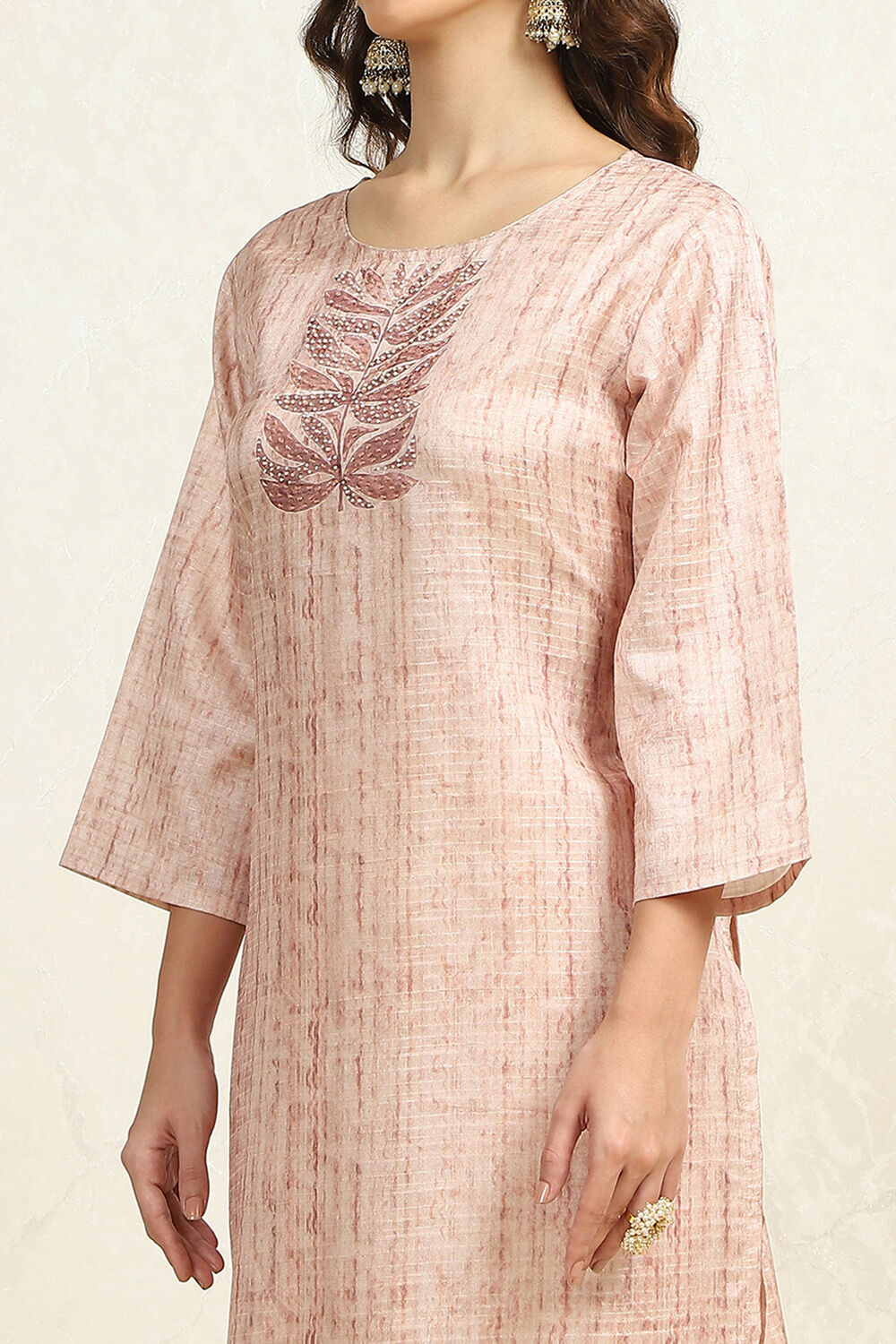 Blue Tussar Printed Unstitched Suit Set image number 2