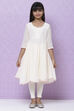 Off White Cotton Girls Anarkali Kurta Churidar Suit Set image number 4