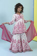 Off White/Pink Cotton A-Line Garara Set image number 7
