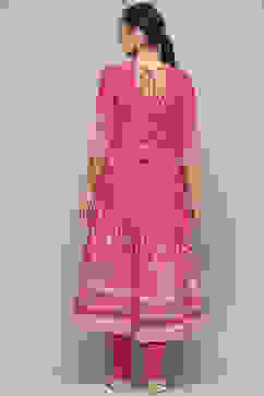 Fuschia Cotton A-Line Suit Set image number 5