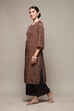 Brown Art Silk Straight Kurta Palazzo Suit Set image number 3