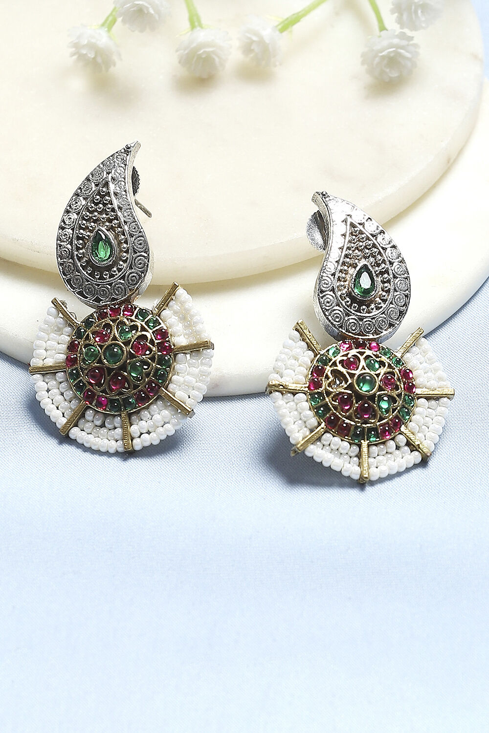 Pink Green Alloy Drop & Danglers image number 0