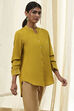 Honey Mustard Cotton Solid High-Low Shirt image number 4