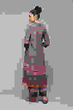 Blue Polyester Asymmetric Kurta Palazzo Suit Set image number 4