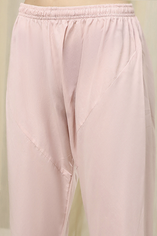 Beige Cotton Anarkali Printed Kurta Suit Set image number 2