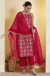 Red Geometric Printed Straight Viscose Blend Kurta Set image number 0