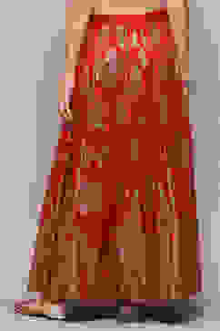 Red Polyester Printed Flared Skirt image number 4