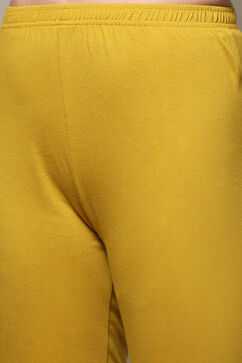 Mustard Cotton Straight Kurta Churidar Suit Set image number 2