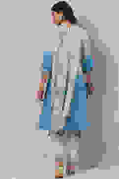 Ice Blue Poly Viscose Straight Kurta Slim Pant Suit Set image number 4