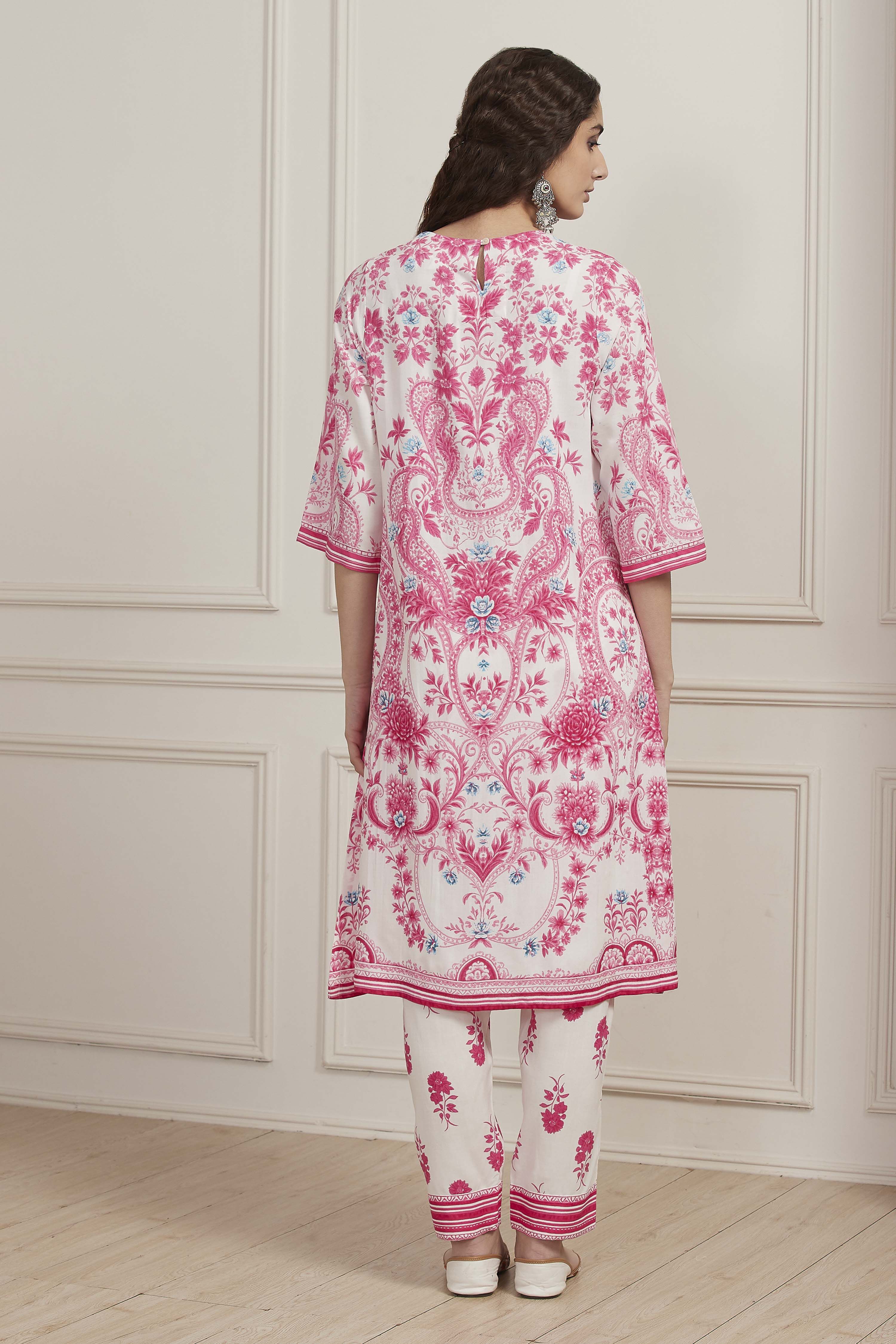 Blue Viscose Rayon Straight Suit Set image number 4