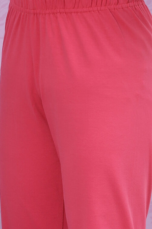 Pink Lycra Straight Kurta Capri Suit Set image number 2