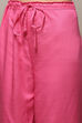 Pink LIVA Straight Kurta Narrow Palazzo Suit Set image number 2