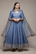 Powder Blue Jersey Anarkali Kurta Churidar Suit Set image number 7