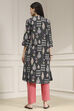 Black Cotton Printed A-Line Kurta image number 3
