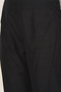 Black Poly Viscose A-Line Kurta Slim Pant Suit Set image number 5