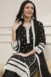 Black Chanderi Embroidered Straight Suit Set image number 0
